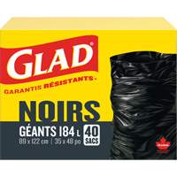 184L Garbage Bags, Regular, 35" W x 48" L, Black, Open Top JP302 | Ottawa Fastener Supply