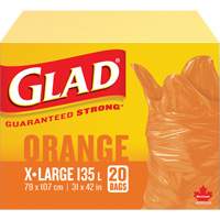 135L Garbage Bags, Regular, 31" W x 42" L, Orange, Open Top JP311 | Ottawa Fastener Supply