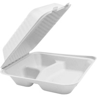 Compostable Hinged Food Containers with Compartments, Bagasse, Square JP905 | Ottawa Fastener Supply