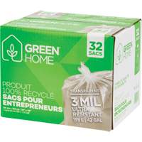Green Home Garbage Bags, Strong, 33" W x 48" L, 3 mils, Clear, 159 L (42 Gal.) Capacity Ottawa Fastener Supply