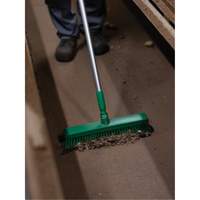 Push Broom Head, Fine/Stiff Bristles, 16-1/2", Polyester/Polypropylene, Green Ottawa Fastener Supply