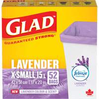 Sacs parfum&eacute;s et de couleur lavande de Glad, Fort, 17" la x 20" lo, Mauve, Capacit&eacute; 15 L (3,96 gal) Ottawa Fastener Supply
