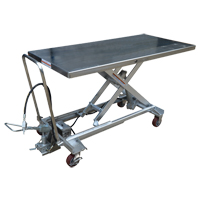 Pneumatic Hydraulic Scissor Lift Table, Stainless Steel, 63" L x 31-1/2" W, 1000 lbs. Cap. Ottawa Fastener Supply