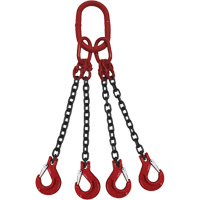 Chain Sling, Grade 80 Chain, Quadruple Legs, Oblong & Slip Hooks, 9/32" x 5' Ottawa Fastener Supply