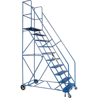 CSA-Certified Rolling Step Ladder with Locking Step, 10 Steps, 30" Step Width, 89" Platform Height, Steel Ottawa Fastener Supply