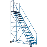 CSA-Certified Rolling Step Ladder with Locking Step, 14 Steps, 30" Step Width, 128" Platform Height, Steel Ottawa Fastener Supply
