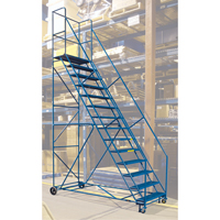 CSA-Certified Rolling Step Ladder with Locking Step, 14 Steps, 30" Step Width, 128" Platform Height, Steel Ottawa Fastener Supply