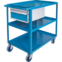 Heavy Duty Shelf Cart with Drawer, 1200 lbs. Capacity, Steel, 24" x W, 36" x H, 36" D, Rubber Wheels, All-Welded, 1 Drawers Ottawa Fastener Supply