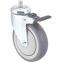 Zinc Plated Caster, Swivel with Brake, 4" (102 mm) Dia., 200 lbs. (91 kg.) Capacity MI946 | Ottawa Fastener Supply