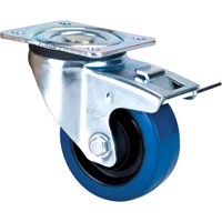 Blue Caster, Swivel with Brake, 4" (101.6 mm), Rubber, 350 lbs. (158.8 kg.) Ottawa Fastener Supply