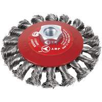 Knot Twisted Conical Bevel Brush, 6" Dia., 0.02" Fill, 5/8"-11 Arbor, Steel Ottawa Fastener Supply