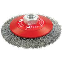 High-Performance Bevel Crimped Conical Brush, 4-1/2" Dia., 0.014" Fill, 5/8"-11 Arbor, Steel Ottawa Fastener Supply