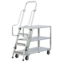 Aluminum Stock Picking Ladder Cart, Aluminum, 22" W x 51-1/2" D, 3 Shelves, 800 lbs. Capacity MO459 | Ottawa Fastener Supply