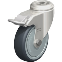Stainless Steel Thermoplastic Elastomer Caster, Swivel with Brake, 4" (102 mm) Dia., 240 lbs. (108 kg.) Capacity Ottawa Fastener Supply
