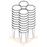 Baril emboîtable en poly&eacute;thyl&egrave;ne, 55 gal. US (45 gal. imp.), Dessus ouvert, Jaune Ottawa Fastener Supply