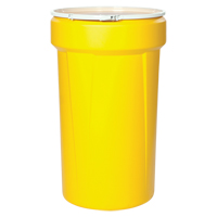 Baril emboîtable en poly&eacute;thyl&egrave;ne, 55 gal. US (45 gal. imp.), Dessus ouvert, Jaune Ottawa Fastener Supply