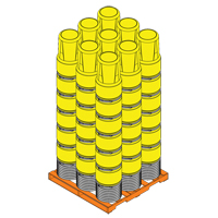 Baril emboîtable en poly&eacute;thyl&egrave;ne, 14 gal. US (11,7 gal. imp.), Dessus ouvert, Jaune Ottawa Fastener Supply