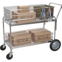 Wire Mesh Office Mail Cart, 250 lbs. Capacity, Chrome, 23" D x 42" L x 38" H, Chrome Plated Ottawa Fastener Supply