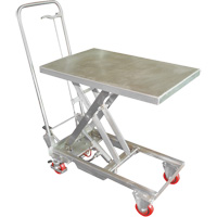 Manual Hydraulic Scissor Lift Table, 27-1/2" L x 17-3/4" W, Stainless Steel, 200 lbs. Capacity Ottawa Fastener Supply