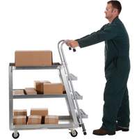 Stockpicker Truck, Aluminum, 21-7/8" W x 40" D, 3 Shelves, 660 lbs. Capacity Ottawa Fastener Supply