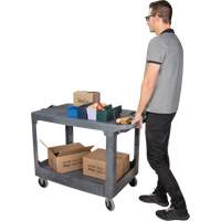 Flat-Shelf Utility Service Cart, 2 Tiers, 25-1/4" x 32-1/4" x 44", 550 lbs. Capacity Ottawa Fastener Supply