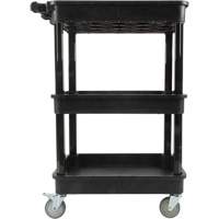Utility Cart with Deep Lip Shelf, 3 Tiers, 19" x 39-1/2" x 28-1/4", 330 lbs. Capacity Ottawa Fastener Supply