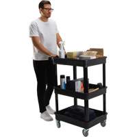 Utility Cart with Deep Lip Shelf, 3 Tiers, 19" x 39-1/2" x 28-1/4", 330 lbs. Capacity Ottawa Fastener Supply