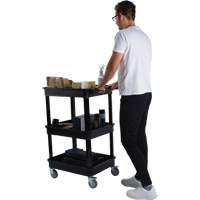 Utility Cart with Deep Lip Shelf, 3 Tiers, 19" x 39-1/2" x 28-1/4", 330 lbs. Capacity Ottawa Fastener Supply