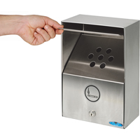 Smoking Receptacles, Wall-Mount, Stainless Steel, 3.3 Litres Capacity, 13-1/2" Height NI743 | Ottawa Fastener Supply