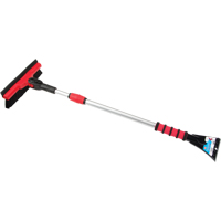 Snow Brush With Pivot Head, Telescopic, Rubber Squeegee Blade, 52" Long, Black/Red NJ144 | Ottawa Fastener Supply
