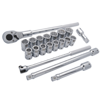Metric Socket Set, 20 Pcs, 3/4" Drive Size Ottawa Fastener Supply