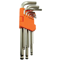 Ball End Hex Key Set, 9 Pcs., Metric Ottawa Fastener Supply