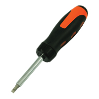 Ratcheting Multibit Screwdriver, 10-3/5" L, Cushion Grip Handle Ottawa Fastener Supply