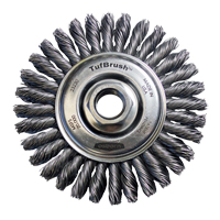 Brosse &agrave; fils nou&eacute;s TufBrush, Dia. 4", Fils 0,02", Arbre 5/8"-11, Acier Ottawa Fastener Supply