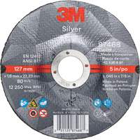 Silver Cut-Off Wheel, 5" x 0.045", 7/8" Arbor, Type 27, Ceramic, 12250 RPM Ottawa Fastener Supply