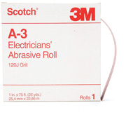 Rouleau abrasif pour &eacute;lectricien A-3 Scotch, Oxyde d'aluminium, 1" la x 75' lo, Grain 120 Ottawa Fastener Supply