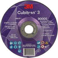 Cubitron 3 Depressed Centre Grinding Wheel, 6" x 1/4", 7/8" Arbor, Ceramic, Type T27 Ottawa Fastener Supply