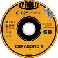 Cerabond X Cut-Off Wheel, 5" x 0.04", 7/8" Arbor, Ceramic Ottawa Fastener Supply