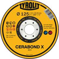CERABOND X Cut-Off Wheel for Steel & Stainless Steel, 4-1/2" x 0.45", 7/8" Arbor, Type 1, Ceramic, 12250 RPM Ottawa Fastener Supply