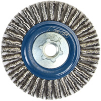 Brosse &agrave; fils nou&eacute;s pour cordons de soudure pour meuleuse angulaire, Dia. 4", Fils 0,02", Arbre 5/8"-11, Acier inoxydable Ottawa Fastener Supply