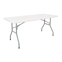 Folding Table, Rectangular, 72" L x 30" W, Polyethylene, White Ottawa Fastener Supply