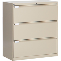 Lateral Filing Cabinet, Steel, 3 Drawers, 36" W x 18" D x 40-1/16" H, Beige OP217 | Ottawa Fastener Supply