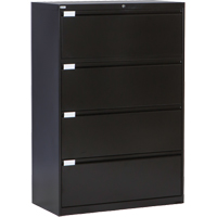 Lateral Filing Cabinet, Steel, 4 Drawers, 36" W x 18" D x 53-3/8" H, Black OP219 | Ottawa Fastener Supply
