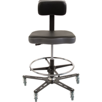 TF160™ Industrial Grade Ergonomic Chair, Mobile, Adjustable, 20-1/2" - 28-1/2", Vinyl Seat, Black/Grey OP491 | Ottawa Fastener Supply
