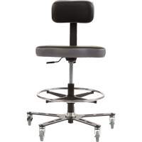 SF160™ Industrial Grade Ergonomic Chair, Mobile, Adjustable, 18" - 23", Vinyl Seat, Black/Grey OP504 | Ottawa Fastener Supply