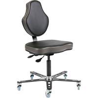 Vega™ Industrial Grade Ergonomic Chair, Mobile, Adjustable, 18" - 23", Vinyl Seat, Black/Grey OP508 | Ottawa Fastener Supply