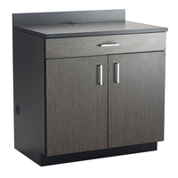 Modular Base Cabinet, Melamine, 39" H x 36" W x 25" D, Asian Night/Black Ottawa Fastener Supply