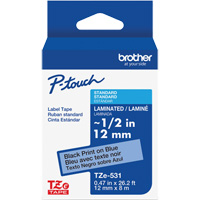 Laminated Tape for P-Touch&reg;, 12 mm x 8 m, Black on Blue Ottawa Fastener Supply