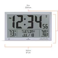 Horloge à réglage automatique à calendrier complet avec de très grands caractères, Numérique, À piles, Argent OR499 | Ottawa Fastener Supply