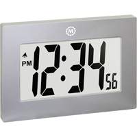 Large Frame Digital Wall Clock, Digital, Battery Operated, Silver OR505 | Ottawa Fastener Supply